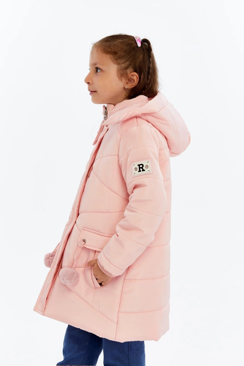 Benitto Kids Kapüşonlu Kışlık Ponpon Detaylı Kız Çocuk Kaban 51354 Pembe