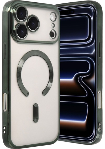 Apple Uyumlu iPhone 17 Pro Max Uyumlu Kross Magneticsafe Kapak - Koyu Yeşil