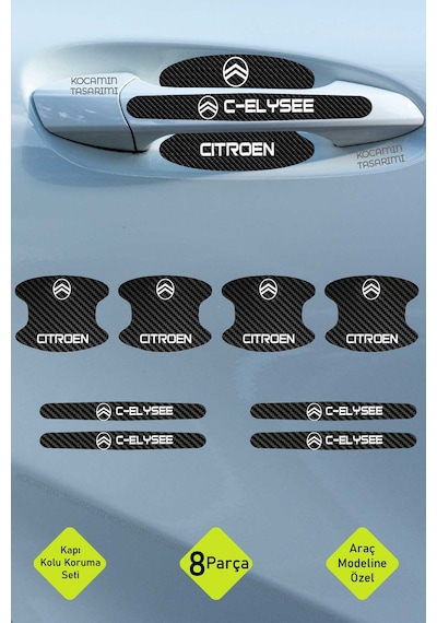 Citroen C-elysee Karbon Desenli Kapı Kolu Koruyucu Set Çizilmelere Karşı Dayanıklı Ve Dekoratif Tasarım