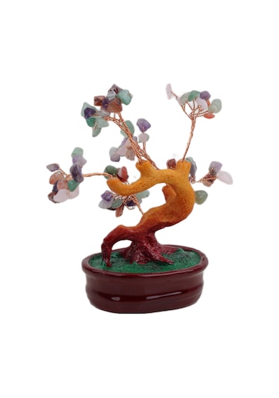 Feng Shui Doğal Kuvars Taşlı Bonsai Şans Bereket Çakra Meditasyon Ağacı Biblo Ev Ofis Hediyesi Mdl 1
