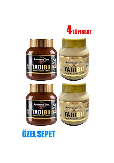 Tadıbu Kakaolu Fındık Kreması 2 Adet + 2 Adet Parçacıklı Fındık Kreması 330 Gr