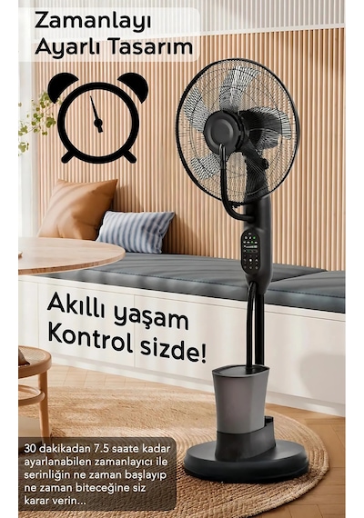Buzlu Vantilatör Buharlı Nemlendirici Fan Zaman Ayarlı 2.8 Litre 75 Oda Soğutucu Dijital