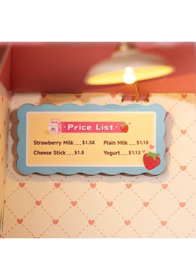Rolife Ds034 Çilekli Süt Dükkanı Strawberry Milk Box Dıy Minyatür Maket Model Seti Mini Dollhouse 3d Model Kit Detaylı Dekoratif Hobi Seti 3d Puzzle Tiny House