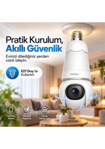 Imou Ipc-s6dp-5m0web Bulb Cam Renkli Gece Görüş İki Yönlü Konuşma Siren Wifi 5mp E27 Ampul Duy Tipi Kamera