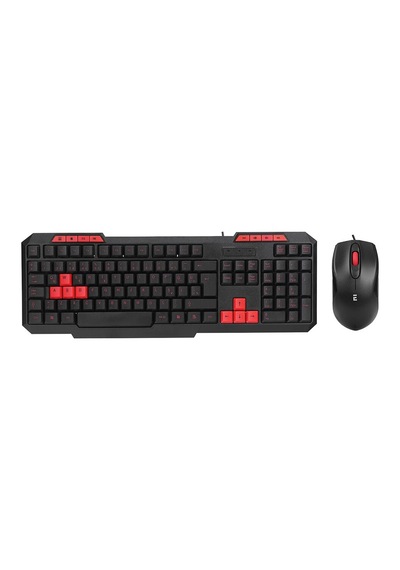 Usb Kablolu Klavye - Mouse Set Kırmızı Tuşlu Q Klavye 1600dpı Mouse 5047 Diğer