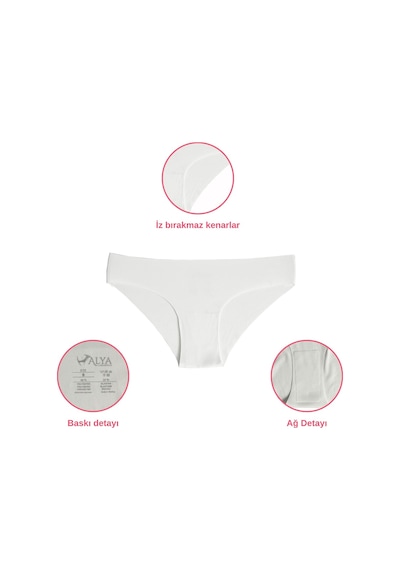 Alya Underwear Basic Lazer Kesim Kadın Bikini Külot Dikişsiz Kadın Slip - Ultra Esnek Ve Rahat 6'lı Paket Ekru