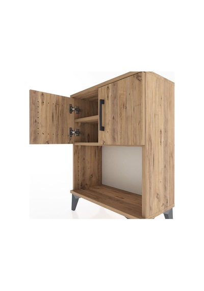 Arges Komodin 2 Raflı 2 Çekmeceli 2 Kapaklı 60x30x80 Çam-çam Çam