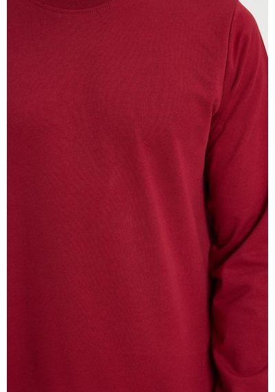 Tudors Erkek Relax Fit Rahat Kesim %100 Pamuk 2 İplik Bisiklet Yaka Bordo Sweatshirt -41523 Bordo
