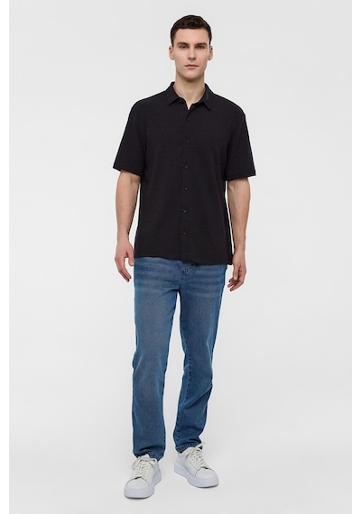 Backandbond Siyah Regular Fit Örme Gömlek