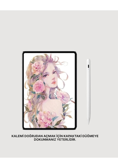 Yüksek Hassasiyetli Eğim Sensörlü Dijital Kalem Usb-c Hızlı Şarjlı Yeni Nesil Beyaz
