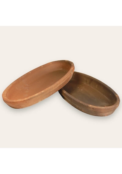 2'li Toprak Sırsız Oval Balık Güveci Pişirme Tavası 30x15x4