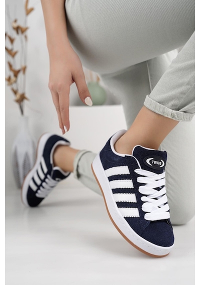 Homiro Unisex Klasik Bağcıklı Ortopedik Spor Sneaker Ayakkabı-lacivert