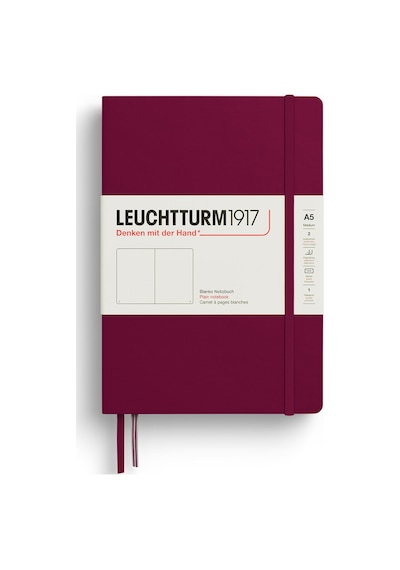 Leuchtturm1917 Not Defteri Orta Boy A5 , Sert Kapak, 251 Numaralandırılmış Sayfa, Düz, Liman Kırmızısı Kırmızı