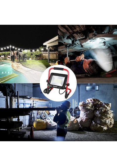 Led Şantiye Projektörü, 50 W, Hychıka Led Projektör, 5500 Lm, 6500 K, Su Geçirmez Ip65 Çalışma Lambası, Döndürülebilir, 3 M Fişli Kablo, Atölye, Şantiye İçin