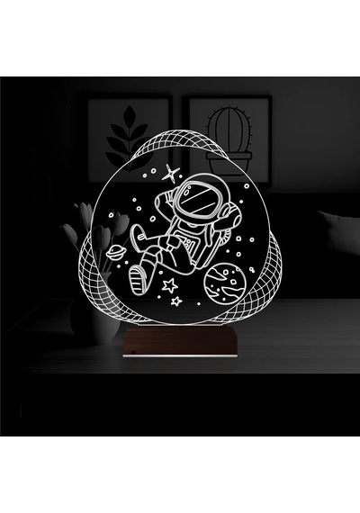 Luvivia Astronot Uzay 3d Lamba - Masa Gece Lambası V2 Şeffaf