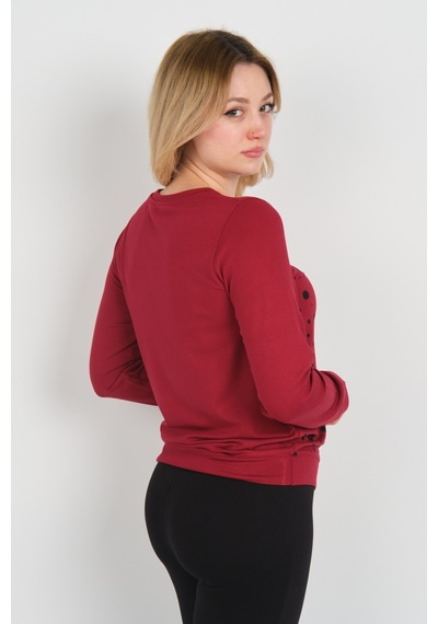 Sistas Kadın Uzun Kollu Puanlı Bisiklet Yaka Bluz 24583 Bordo Bordo