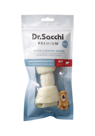 Dr.sacchi Premium Sığır Etli Sığır Derisi Genişletilmiş Düğüm Kemik Tahılsız Köpek Ödülü 5-6 70-80 Gr 1'li