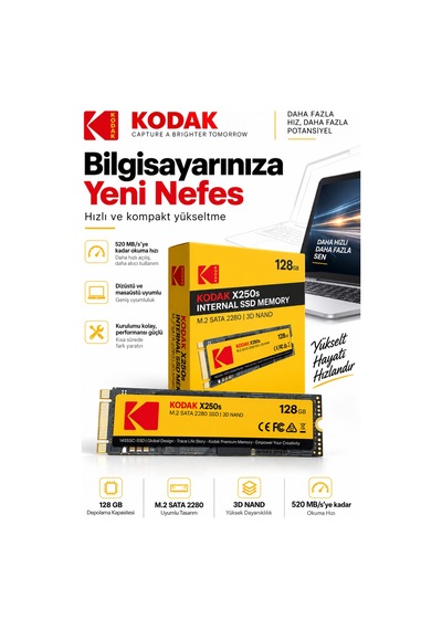 X250s 128gb M.2 Sata 2280 Ssd 520 Mb/s Okuma 500 Mb/s Yazma Hızlı Ssd