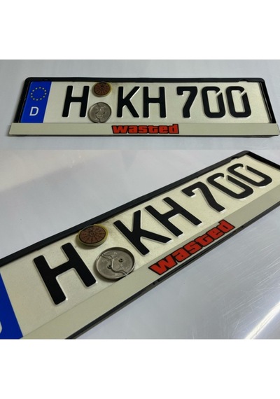 Dekor Araç Plakalığı "gta Wasted" Desenli Oto Plakalık Plastik 2 Adet