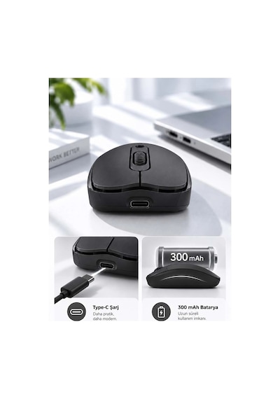 Sprange Sr-m4 Kablosuz & Bluetooth 5.4 Şarjlı Mouse Siyah Standart