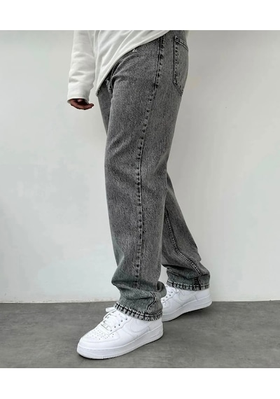 Gri Asit Yıkama Baggy Pantolon Griasit
