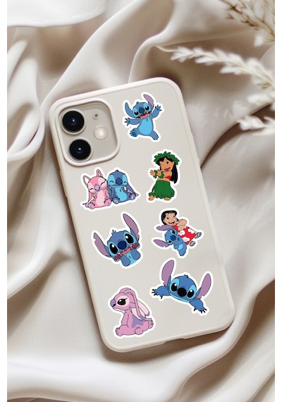 127 Adet Stitc Temalı Sticker Seti - Kalem Suluk Defter Cam Masa Laptop Tablet Sticker Suya Dayanıklı Çok Renkli