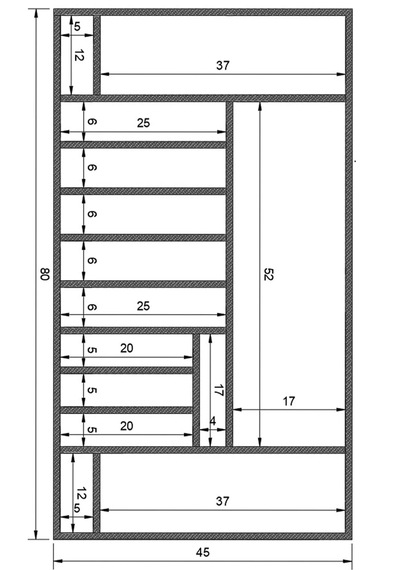 Kaşıklık 80x45 Cm. Mutfak Çekmece Düzenleyici Organizer Ahşap Kaşıklık