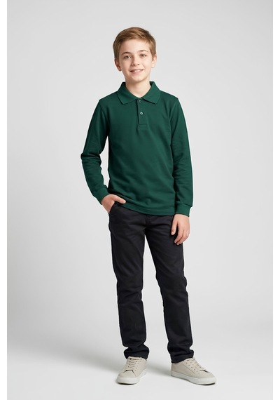 Modanino Erkek Çocuk %100 Pamuk Ve Okul Tarz T-shirt 6-16 Yaş 12798mrt Haki