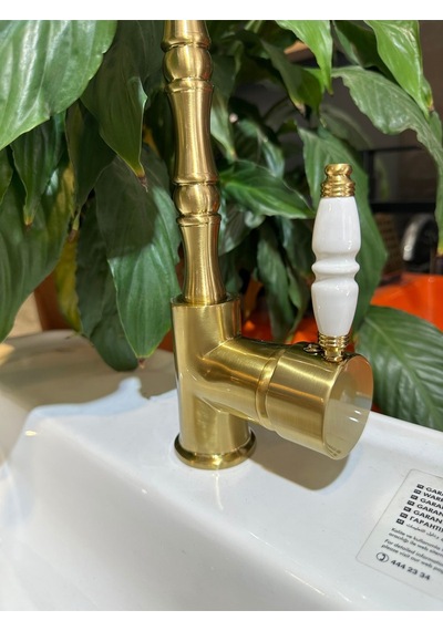 İsaoğlu Yapı Mat Gold Mutfak Bataryası Zen Design Mat Altın Evye Armatür Vintage Gold Gold