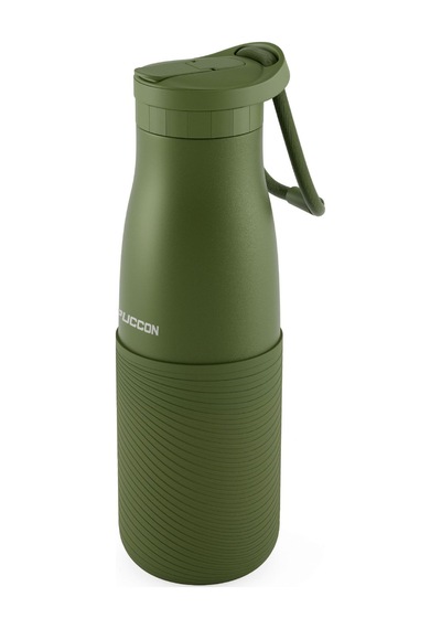 Puccon Haki 500 Ml Paslanmaz Çelik Termos - Silikon Kaplı Dalga Okul, Günlük, Kamp - 50022 Yeşil