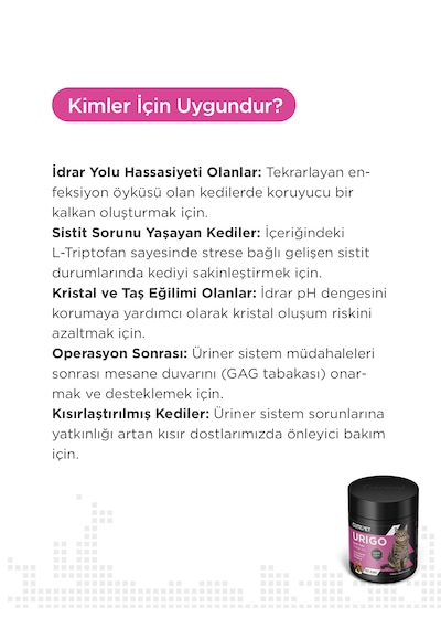 Cutepet Urigo Kedi Üriner Sağlık Tableti 60 Adet İdrar Yolu Ve Mesane Destekleyici Takviye