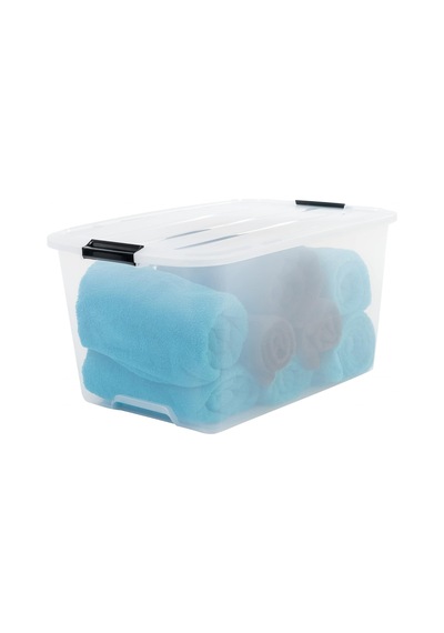 Kapaklı Plastik Saklama Kutuları, 45l, 6'lı Set, Şeffaf