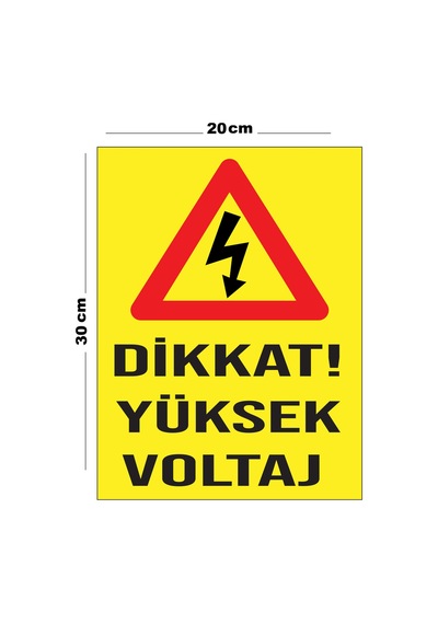 Metal Dikkat Yüksek Voltaj 20cm X 30cm A4 Büyüklüğünde Uyarı Levhası Yönlendirme Tabelası