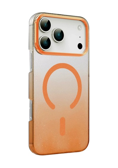 Newface Apple  Uyumlu - iPhone 17 Pro Glossy Magsafe Kapak - Turuncu