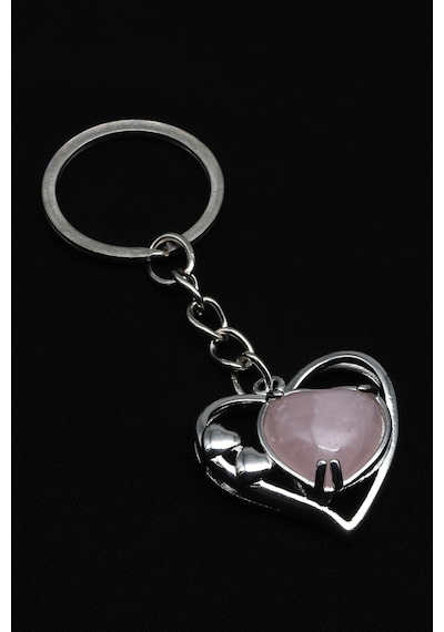 Pembe Kuvars Doğal Taş Anahtarlık - Anh-0182