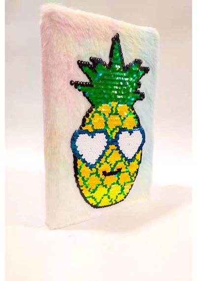 Yaz Aşkı Ananas Tasarım Papirüs Yapraklı Pelüş Defter