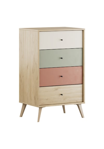 Adore Mobilya Terra  4 Çekmeceli Şifonyer-Florida Meşe/Karışık Renk 60 x 99 x 44 CM Meşe