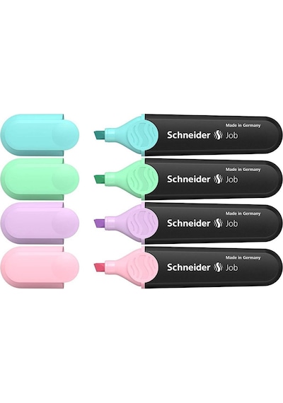 Schneider Fosforlu 150 Fosforlu Kalem Pastel Renkler Set 4'lü Çok Renkli