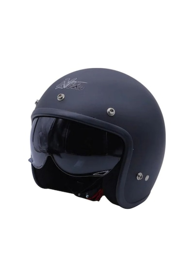 Motoanl Motosiklet Chopper Cruiser Abs Malzeme Ce Onaylı Güneş Vizörlü Yarım Açık Kask Siyah