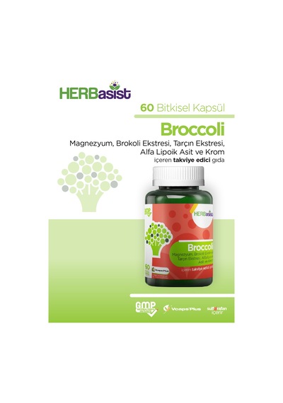 HERBasist Broccoli MagnezyumAlfa Lipoik Asit  Krom İçeren Takviye Gıda 60 Kapsül