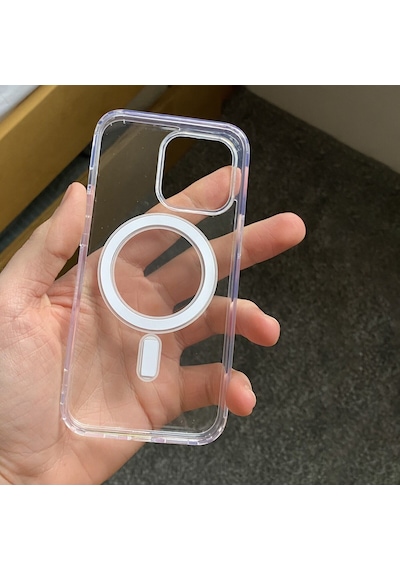 Apple Uyumlu iPhone 13 Pro Max Kılıf Magsafe Özellikli Şeffaf Silikon Kapak