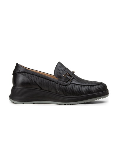 Deery Kadın Hakiki Deri Siyah Dolgu Topuk Loafer - N0277zsyhc01