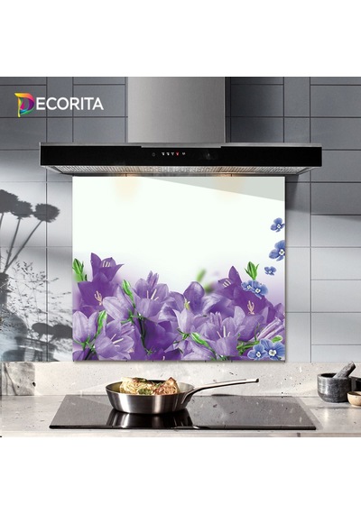 Decorıta Cam Ocak Arkası Koruyucu | Mor Çiçek Decorıta Cam Ocak Arkası Koruyucu | Mor Çiçek