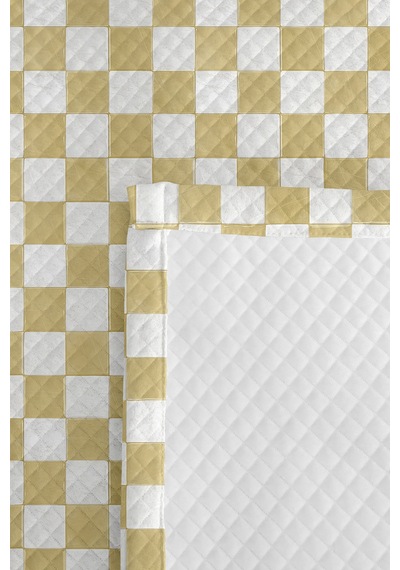 Damalı Sarı Genç Odası Tek Kişilik Pike Takımı-ekose Mackenzie Beyaz 160x220cm Kapitone Yatak Örtüsü Nazlı Kuşluk Hissi