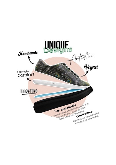 Kadın Vegan Deri Siyah Sneakers - All Beauty İs İn You Tasarım Çok Renkli