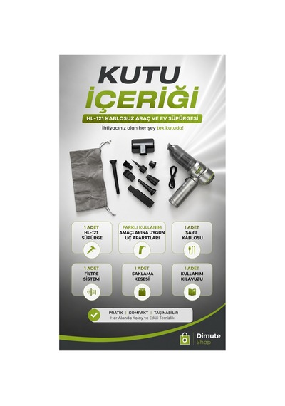 Hl-121 80000 Rpm Kablosuz Araç Ve Ev Süpürgesi 4'ü 1 Arada Şarjlı Gri - 887783993