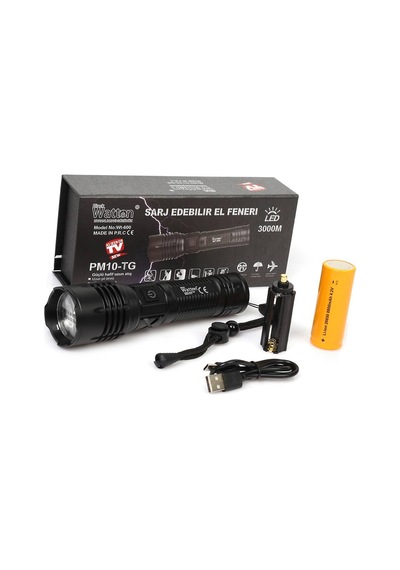 Uzun Menzilli 3000 Lümen Led Fener Yüksek Parlaklık Güçlü Aydınlatma Wt-600 Evimdeyokyok
