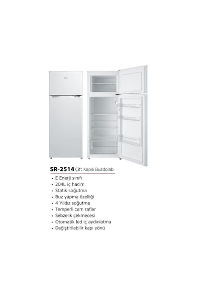 Simfer SR-2514 204 L Çift Kapılı Buzdolabı Beyaz
