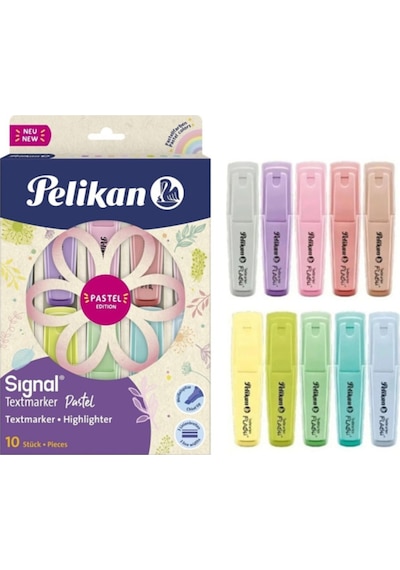 Signal Textmarker 10 Lu Pastel Renkler Fosforlu Kalem Set Işaretleme Kalemi 10 Renk