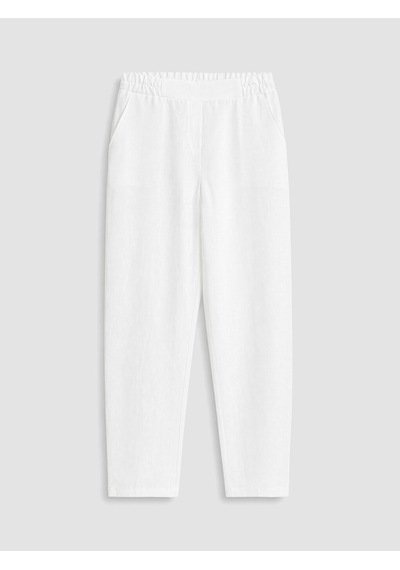 Lcw Everyday Beyaz Beli Lastikli Kadın %100 Keten Pantolon